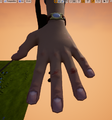 The left hand of the scrapped Alpha 1 player model.